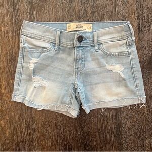 Hollister Distressed Cuffed Midi Shorts Denim Jean Shorts Size 00